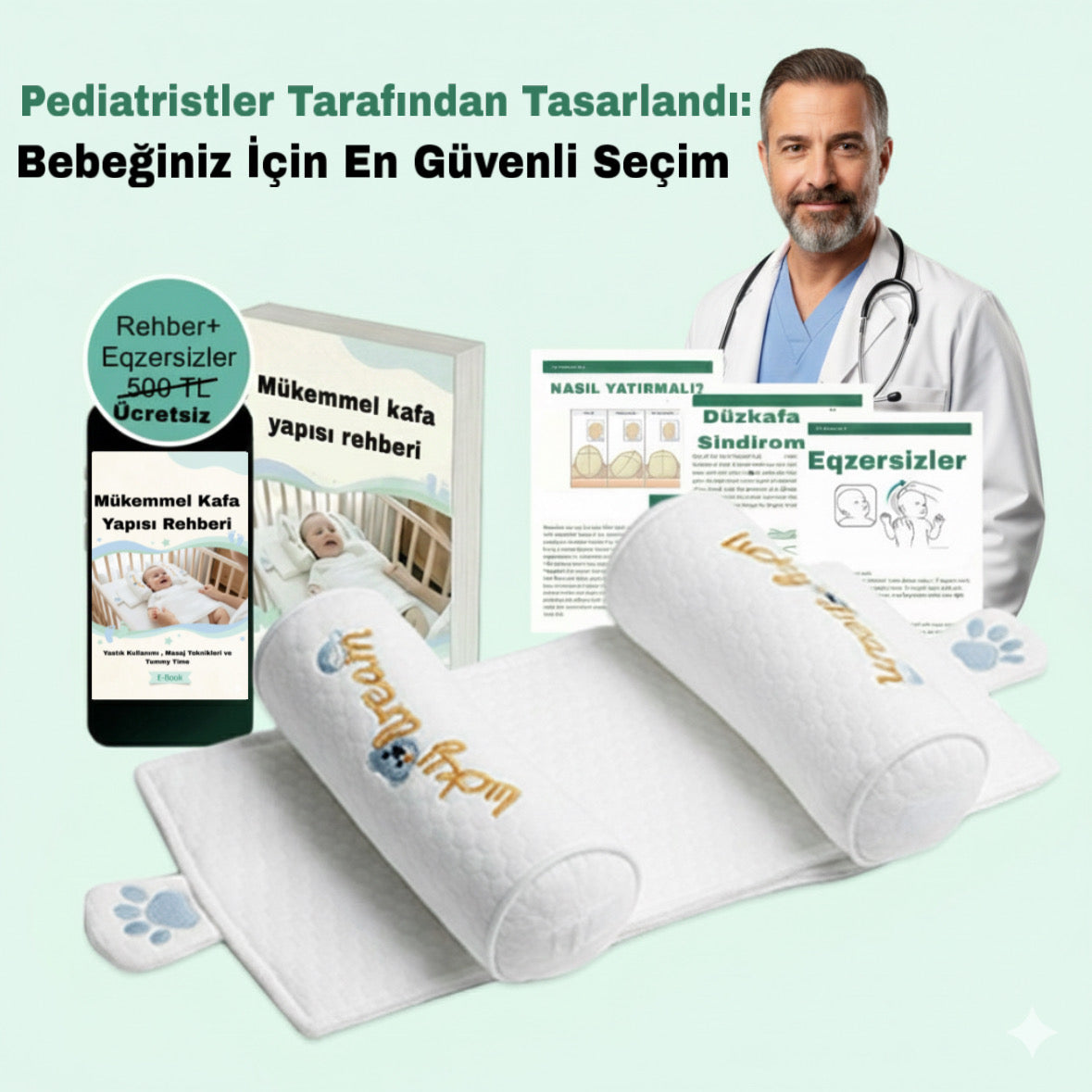 Ortopedik Bebek Düz kafa yastığı CUPPULU